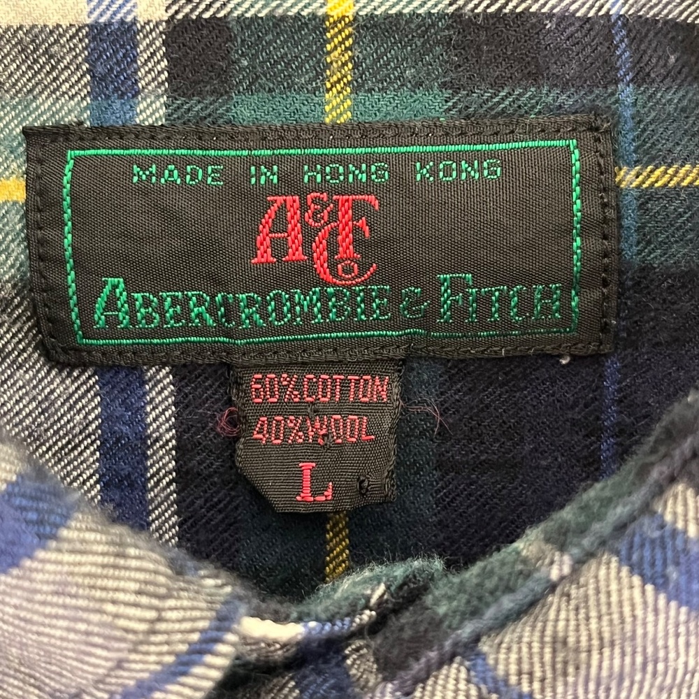 Abercrombie & Fitch Mens Size Large Button Up Shirt Multicolor Plaid Long Sleeve - Picture 2 of 8